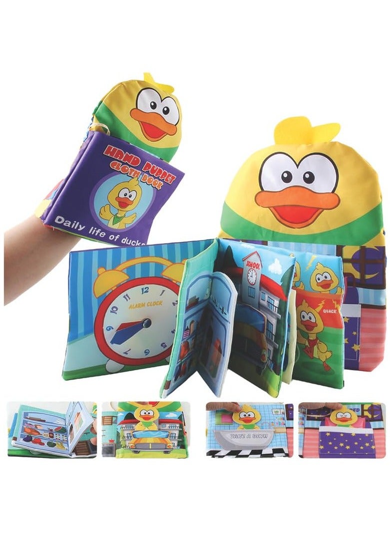 SYOSI Baby Books, Soft Book Duck Cloth Hand Puppet Sensory Books, Interactive Books Early Learning, Newborn Essentials Infant Gifts for Baby Boys Girls 3-12 Months  - Image 1