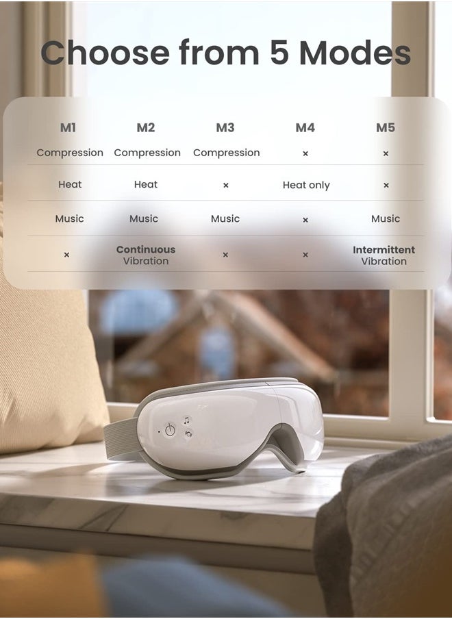 RENPHO - Eyeris 1 - Eye Massager for Migraines with Remote, Heat, Compression, Bluetooth, Heated Eye Massage Mask, Eye Care Device for Eye Relief, Dry Eyes, Improve Sleep, Mom Women Birthday Gifts Ideas - Image 1