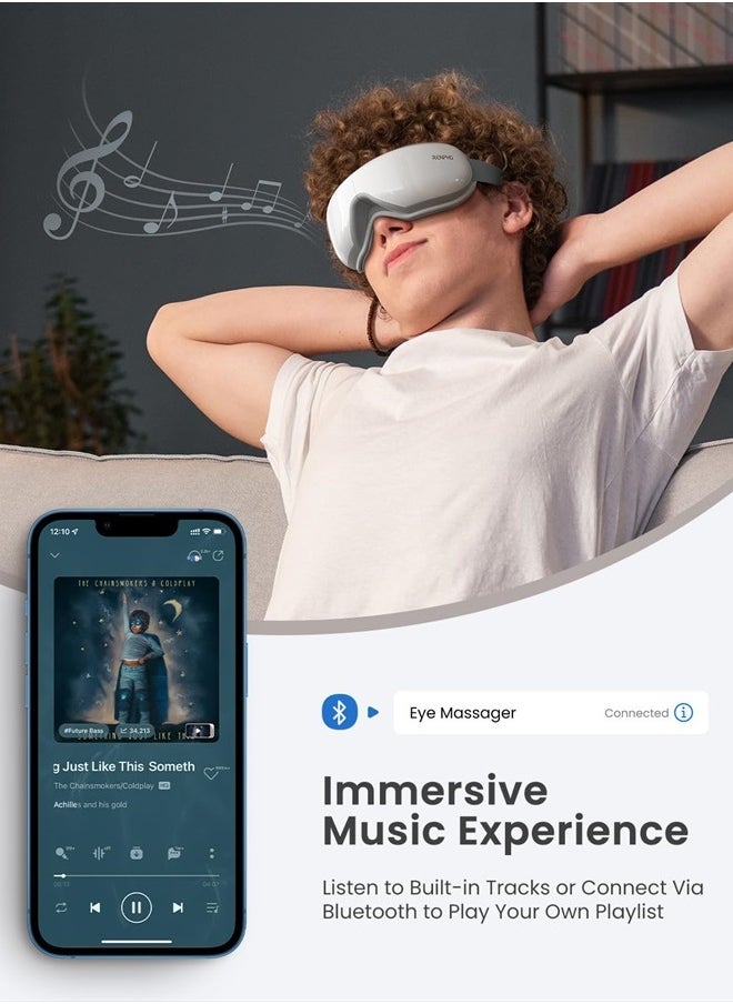 RENPHO - Eyeris 1 - Eye Massager for Migraines with Remote, Heat, Compression, Bluetooth, Heated Eye Massage Mask, Eye Care Device for Eye Relief, Dry Eyes, Improve Sleep, Mom Women Birthday Gifts Ideas - Image 1