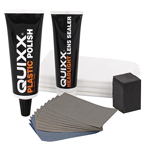 QUIXX QHRK1 Reliable Headlight Restoration Kit, Includes 50g Headlight Polish, 30ml Sealing, Sanding & Polishing Block, 12 Abrasive Papers and 4 Polish Cloths, Can Save a Vehicle from an MOT Failure, Increase Safety - Image 4