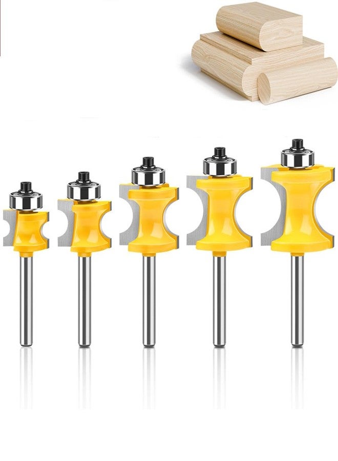 WSOOX 5PCS Bullnose Beading Router Bits with 1/4-Inch Shank Carbide-Tipped Corner Beading Bits Set Radius:1/4",3/8",1/2",5/8",3/4" - Image 1