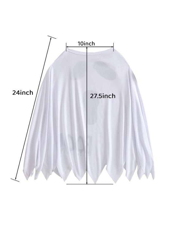 WOLBAY 2Pcs Halloween Costumes Woman Pumpkin Ghost Skeleton Halloween Poncho for Women With Headband (Ghost, Large) - Image 5