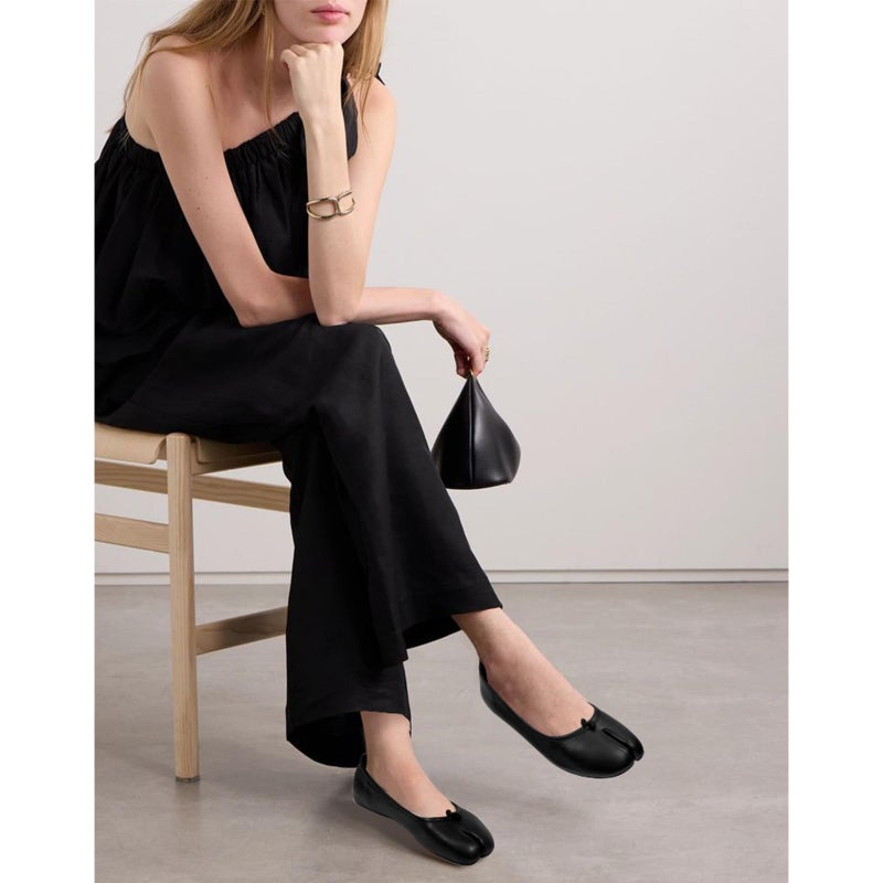 VBDB Black Tabi Ballet Flats Shoes for Women Rounde Toe Wide Width Split Toe Low Heel Comfortable Flats Shoes Size 10 - Image 3