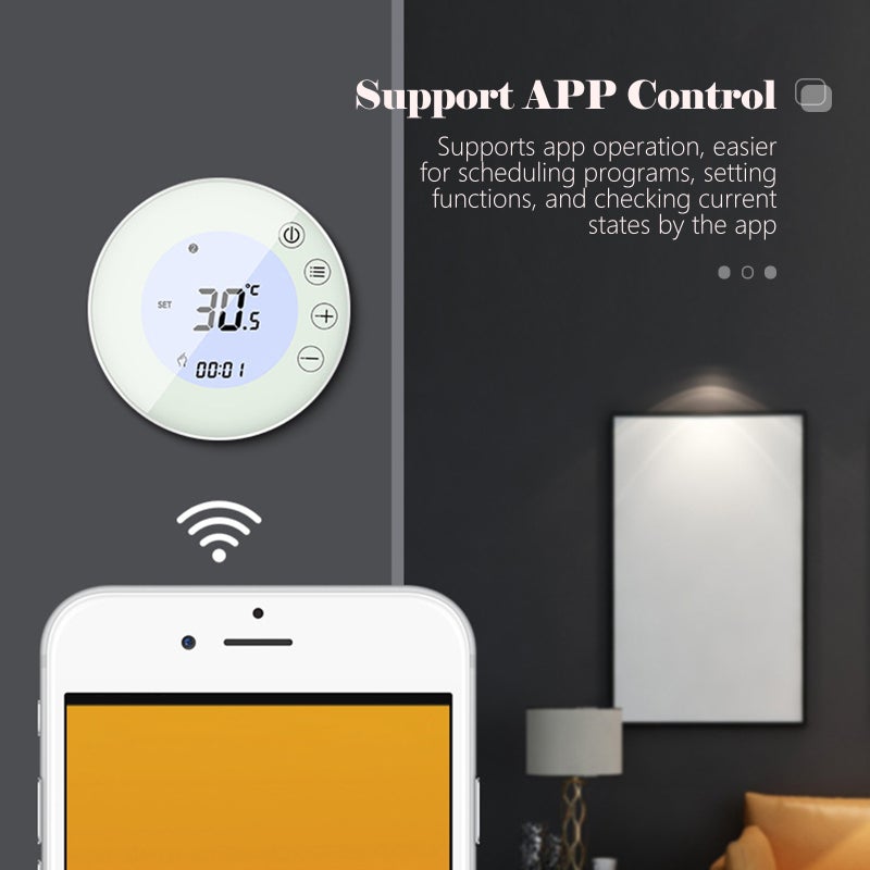 Digital Thermostat PC ABS White LCD Display Smart Heating Temperature Control - WiFi App Touch Screen Programmable for Home Automation - Image 4