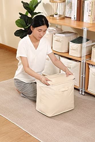 YONBEN Decorative Basket Rectangular Fabric Storage Bin Organizer Basket with Handles for Clothes Storage 145 x 51 x 47 Beige - Image 3