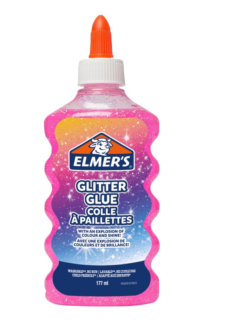 Elmers Glitter Glue 177ml Pink - Image 1