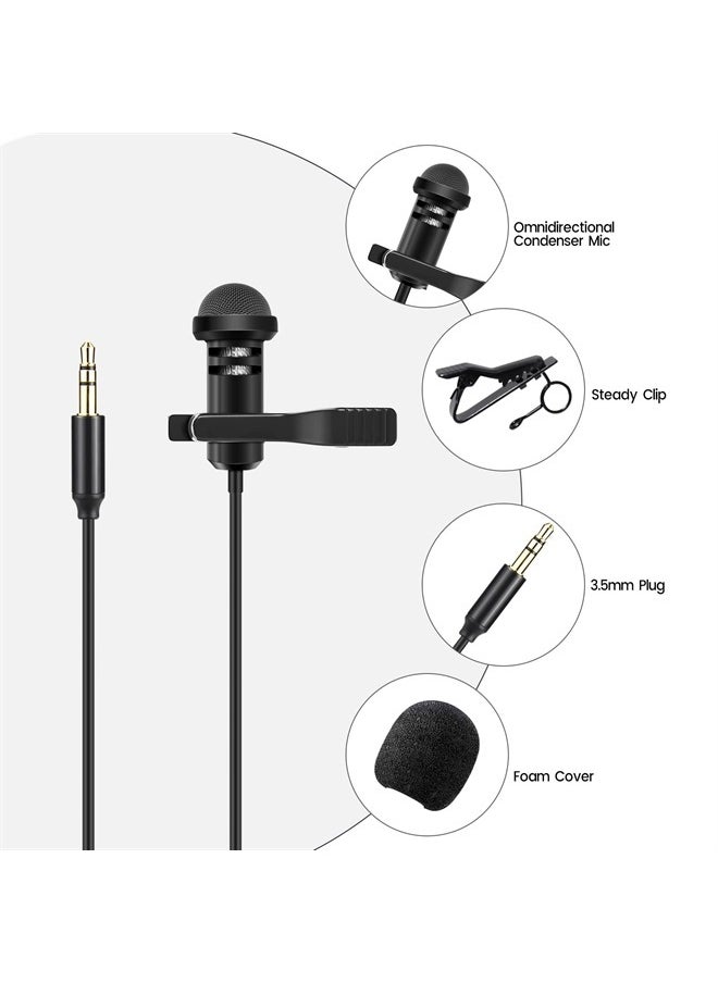 Media Mod Mic for GoPro HERO11 10 9 Black Action Camera, Lavalier Lapel Videomic Clip-on Microphone Compatible with GoPro Pro 3.5mm Mic Adapter for Vlogging, 5ft