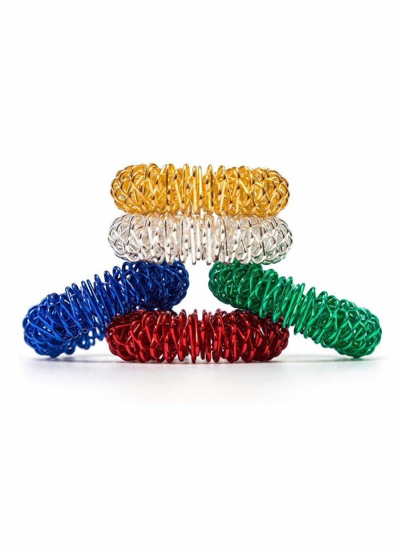 Generic - 5 Pack Spiky Sensory Finger Acupressure Massage Rings, Silent Great Fidget Sensory Toy for Kids Teens & Adults - Aids with Focus ADD ADHD OCD & Autism, 5 Bright Colors - Image 1