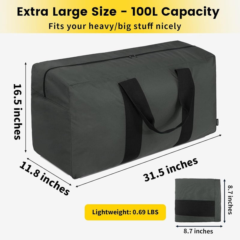 Vorspack Extra Large Duffle Bag for Travel - 100L Duffel Bag for Men Gear Bag for Storage Foldable Weekender Bag for Overnight Camping - Black - Image 1