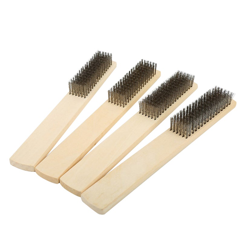 12 PCS Wire Brush Set with Wood Handle Pure Copper Wire Scratch Brush for Cleaning Rust Removal - Image 2