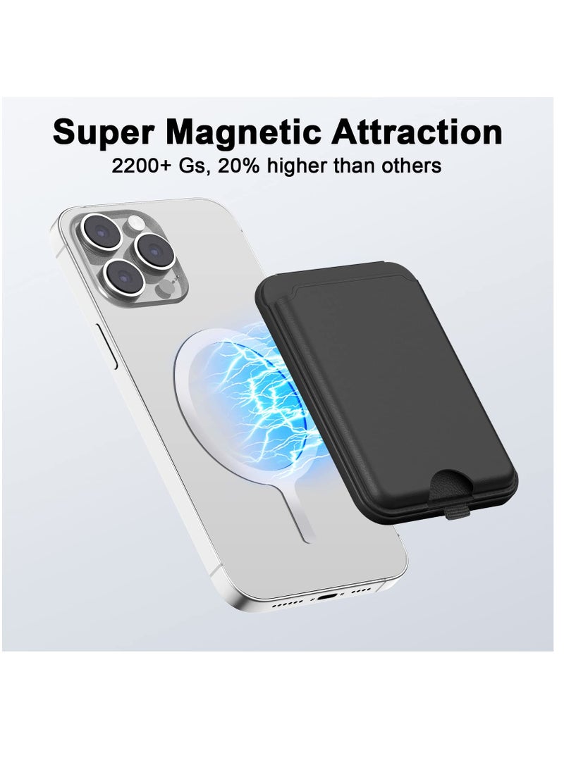 Excefore Magnetic Wallet Compatible with Mag-safe, Adjustable Magsafe Wallet Stand PU Leather Compatible with iPhone 14 Pro Max/14 Pro/14 Plus/14/13 Pro Max/13 Pro/13/12 Pro Max/12 Pro/12, Black  - Image 2