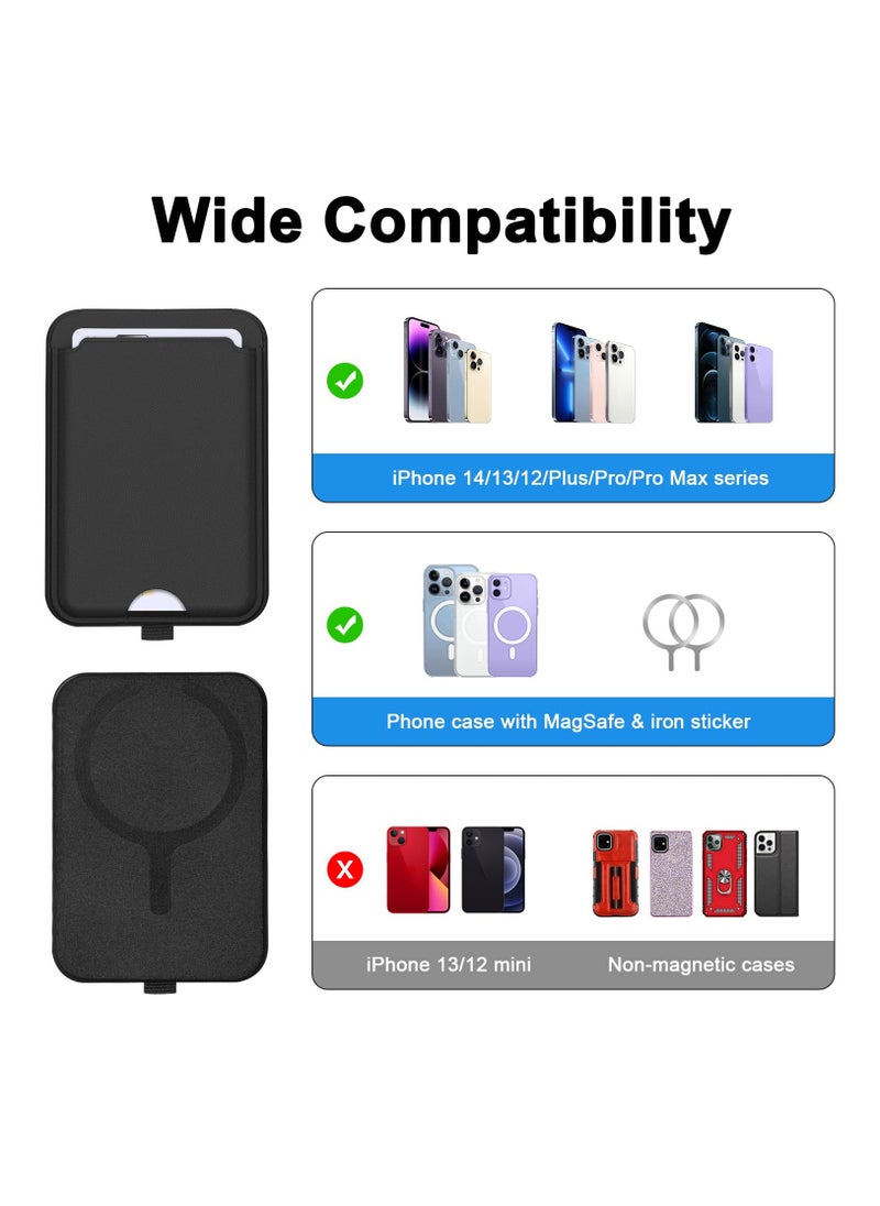 Excefore Magnetic Wallet Compatible with Mag-safe, Adjustable Magsafe Wallet Stand PU Leather Compatible with iPhone 14 Pro Max/14 Pro/14 Plus/14/13 Pro Max/13 Pro/13/12 Pro Max/12 Pro/12, Black  - Image 4