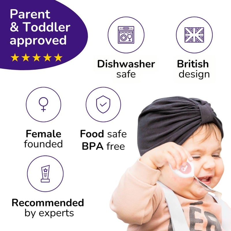 Doddl Toddler Utensils, Ergonomic Fork and Spoon Set for Self Feeding, Stainless Steel Silverware for 1-3 Year Olds, BPA Free, Dishwasher Safe (Dusky Rose) - Image 5