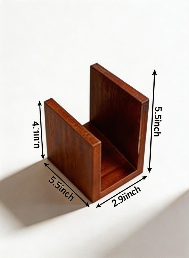 ZELURA Wooden Upright Napkin Holder for Table and Kitchen, Wood, Brown - Image 2