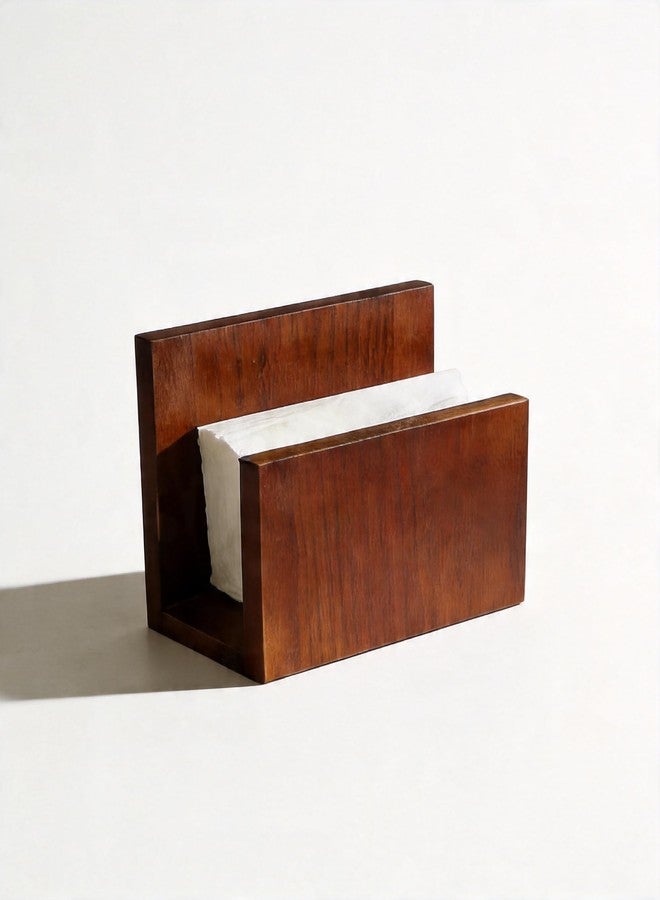 ZELURA Wooden Upright Napkin Holder for Table and Kitchen, Wood, Brown - Image 1