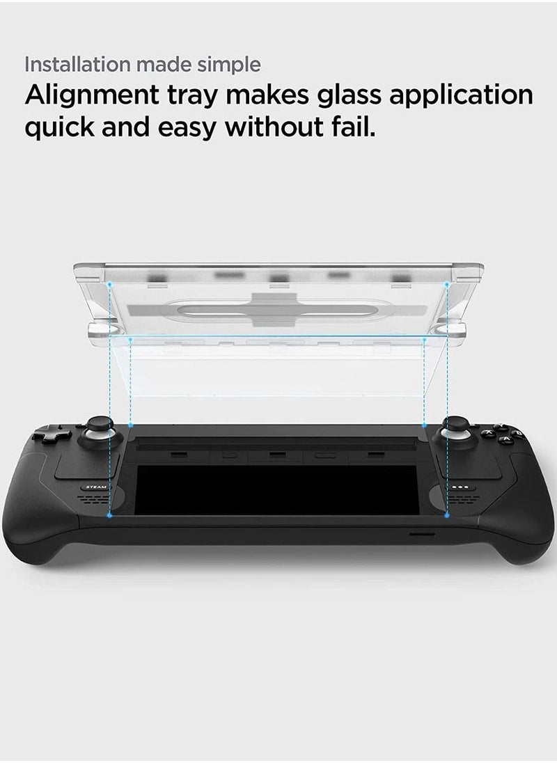 Spigen - Glastr Ez Fit for Steam Deck Screen Protector Premium Tempered Glass with Easy Install Kit - Image 1