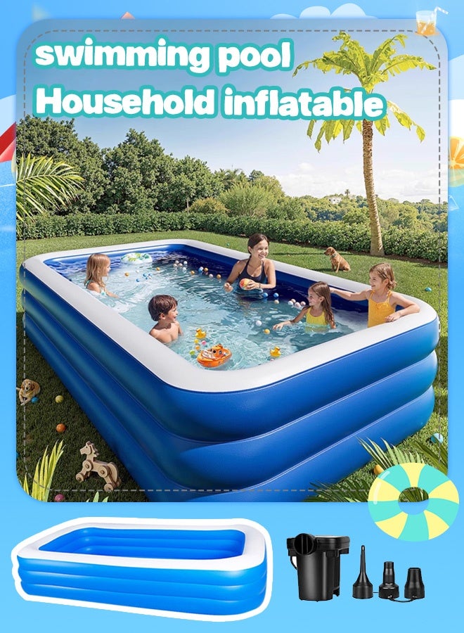 (2.1 meters) Inflatable swimming pool: Perfect for children, can be used in the backyard, equipped with a comfortable bottom; can be used as a swimming pool or an indoor inflatable ball pool; very suitable for hosting summer water parties. Comes with an electric inflator pump.  - Image 1