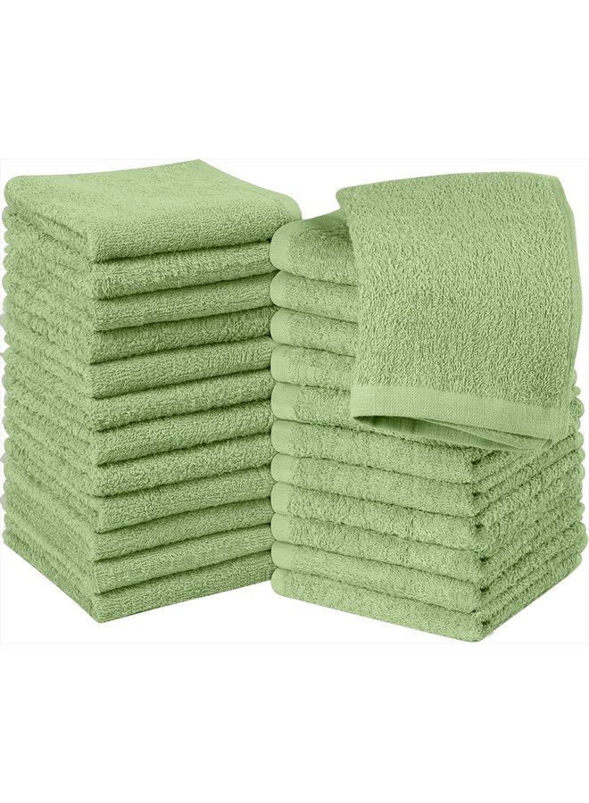 Utopia Towels Cotton Washcloths Set - 100% Ring Spun Cotton, Premium Quality Flannel Face Cloths, Highly Absorbent and Soft Feel Fingertip Towels (24 Pack, Sage Green) - Image 1