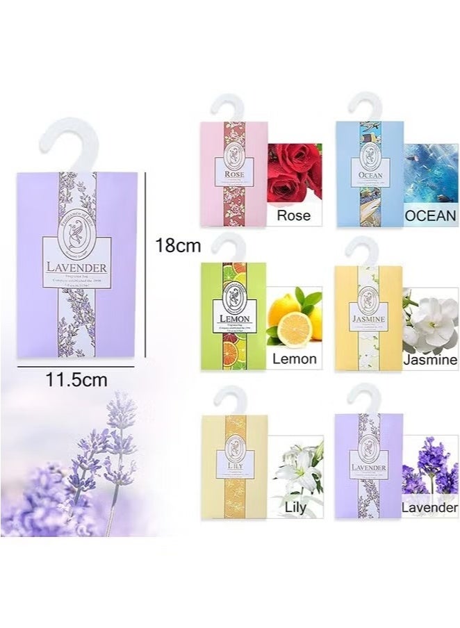 Ailily 6 Scents 18 PCS Natural Scented Sachets, Home Deodorizing Aroma Bag with Hanger Wardrobe Long Lasting Sachets Bags Air Freshener Scents Bathroom Fragrance Hanging Aroma Bag for Drawers Closets Cars (Lavender Jasmine Rose Lemon Ocean Lily) - Image 4