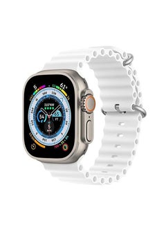 Ten Tech Silicone Band for Apple Watch Ultra/Ultra 2 49mm 45mm 44mm 42mm, Waterproof Soft Silicone Sports Band for iWatch Ultra SE 8/7/6/5/4/3/2/1, white