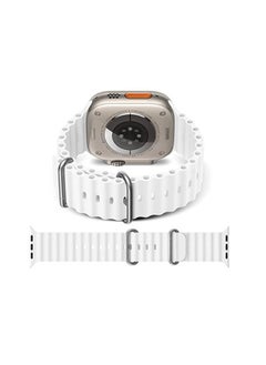 ten.tech Ten Tech Silicone Band for Apple Watch Ultra/Ultra 2 49mm 45mm 44mm 42mm, Waterproof Soft Silicone Sports Band for iWatch Ultra SE 8/7/6/5/4/3/2/1, white  - Image 2
