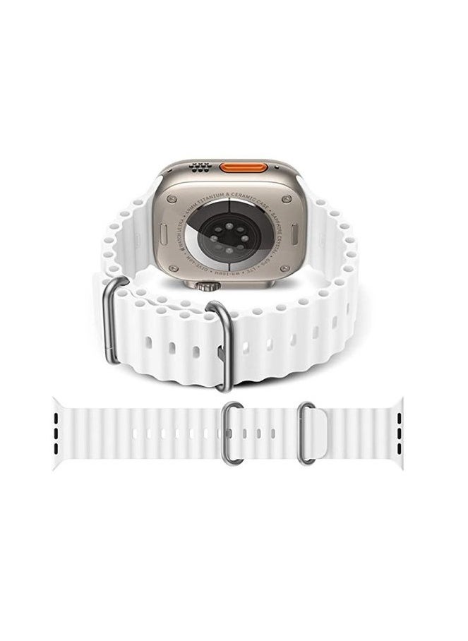 ten.tech - Ten Tech Silicone Band for Apple Watch Ultra/Ultra 2 49mm 45mm 44mm 42mm, Waterproof Soft Silicone Sports Band for iWatch Ultra SE 8/7/6/5/4/3/2/1, white - Image 1
