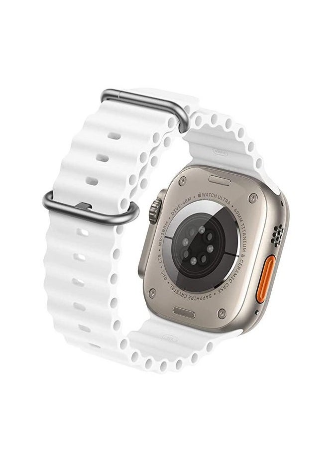 ten.tech - Ten Tech Silicone Band for Apple Watch Ultra/Ultra 2 49mm 45mm 44mm 42mm, Waterproof Soft Silicone Sports Band for iWatch Ultra SE 8/7/6/5/4/3/2/1, white - Image 1