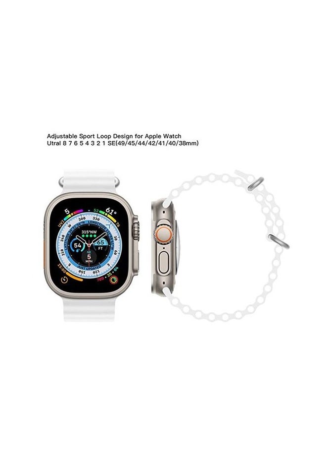 ten.tech - Ten Tech Silicone Band for Apple Watch Ultra/Ultra 2 49mm 45mm 44mm 42mm, Waterproof Soft Silicone Sports Band for iWatch Ultra SE 8/7/6/5/4/3/2/1, white - Image 1