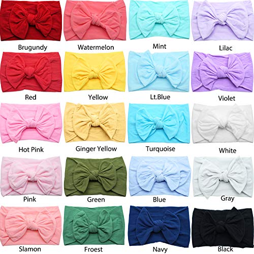CÉLLOT 20 Colors Super Stretchy Soft Knot Baby Girl Headbands with Hair Bows Nylon Head Wrap For Newborn Baby Girls Infants Toddlers Kids - Image 2