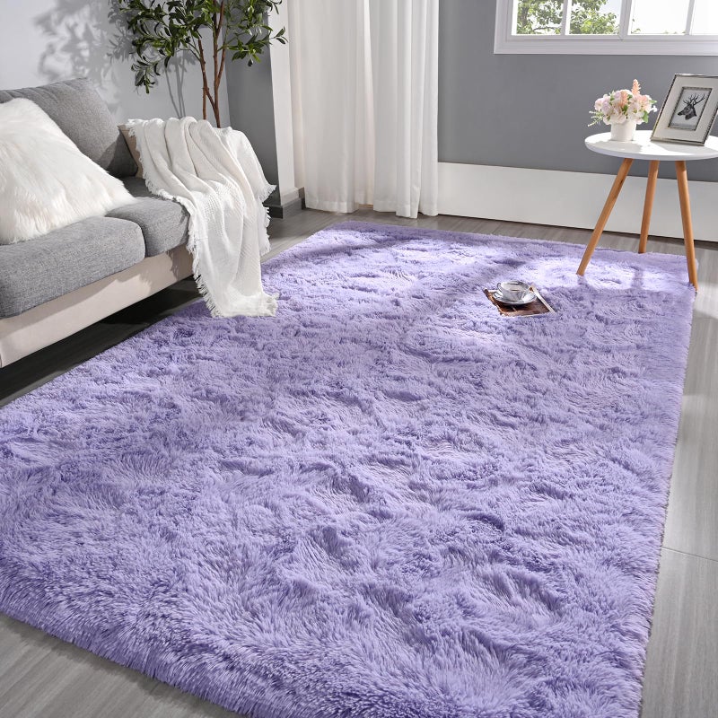 Pettop Fluffy Lavender Purple Area Rug for Bedroom Living Room, 4x6 Feet Soft Plush Fuzzy Rugs for Girls Kids Boys, Non-Slip and Washable Rug for Nursery Classroom, Carpet for Rooms Decor - Image 2