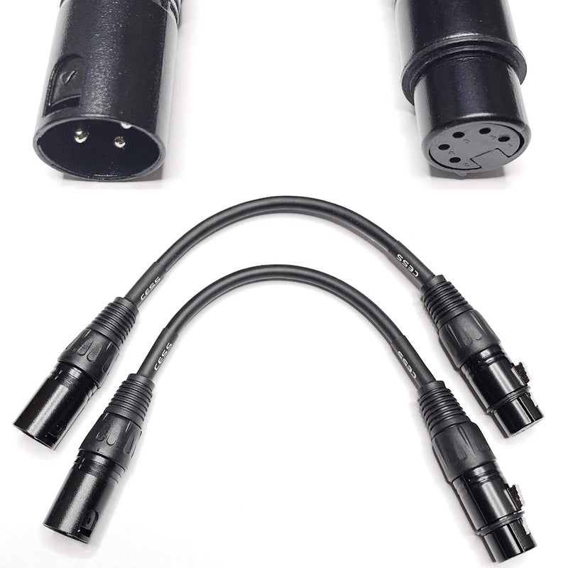CNCESS CESS-008 XLR 3-Pin Male to XLR 5-Pin Female Adapter Cable, Balanced XLR3M to XLR5F Signal Converter, 6-Inch Wire Length, 2-Pack - Image 4