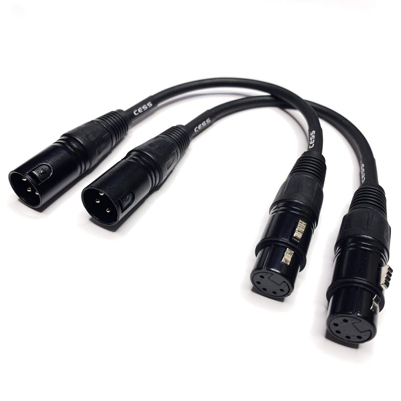 CNCESS CESS-008 XLR 3-Pin Male to XLR 5-Pin Female Adapter Cable, Balanced XLR3M to XLR5F Signal Converter, 6-Inch Wire Length, 2-Pack - Image 1