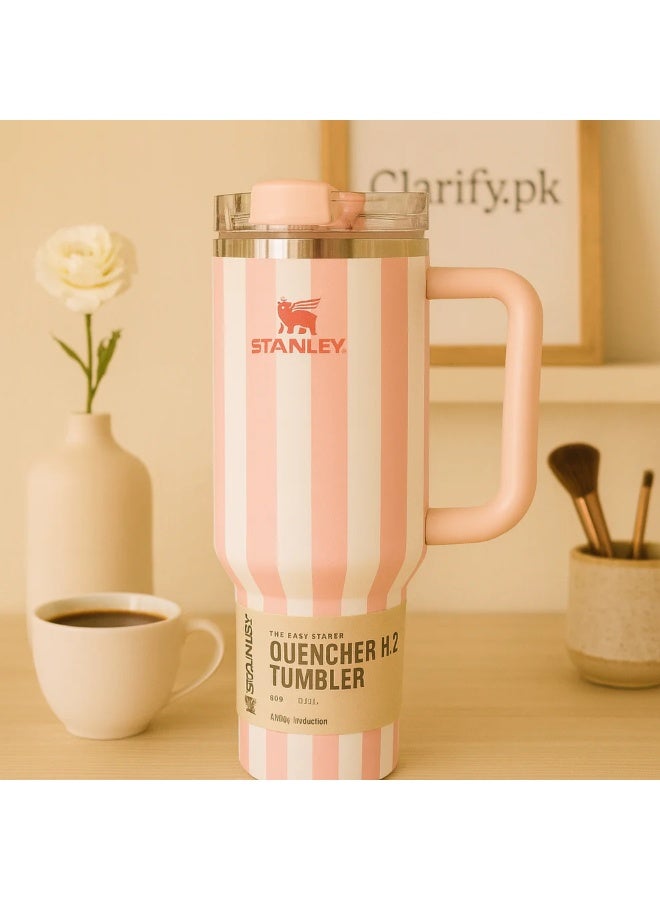 Stanley Cabana Gloss Quencher 40 oz Travel Tumbler | FlowState 3-Position Lid | Insulated Stainless Steel Cup | BPA-Free | Reusable Straw | Comfort-Grip Handle | Car Cup Holder Compatible | Keeps Drinks Hot or Cold for Hours | Durable & Eco-Friendly - Image 4