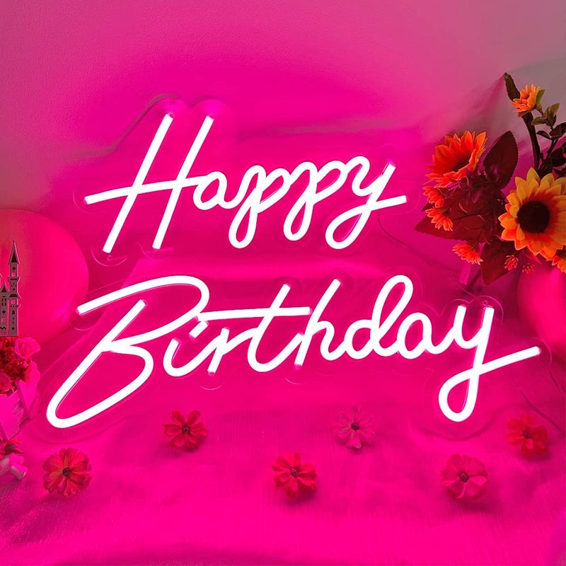divatla 40"/23" Happy Birthday Neon Sign Large - Pink Happy Birthday Sign 12V - Happy Birthday Light Up Sign with Dimmable Switch - 2PCS Happy Birthday LED Sign for Backdrop, Party, Celebration, Decoration - Image 3