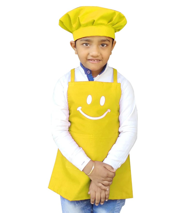 Switchon Switchon Polyester Waterproof Adjustable Kids Multi purpose Cooking Apron with a chef cap School Apron Proudly made in india