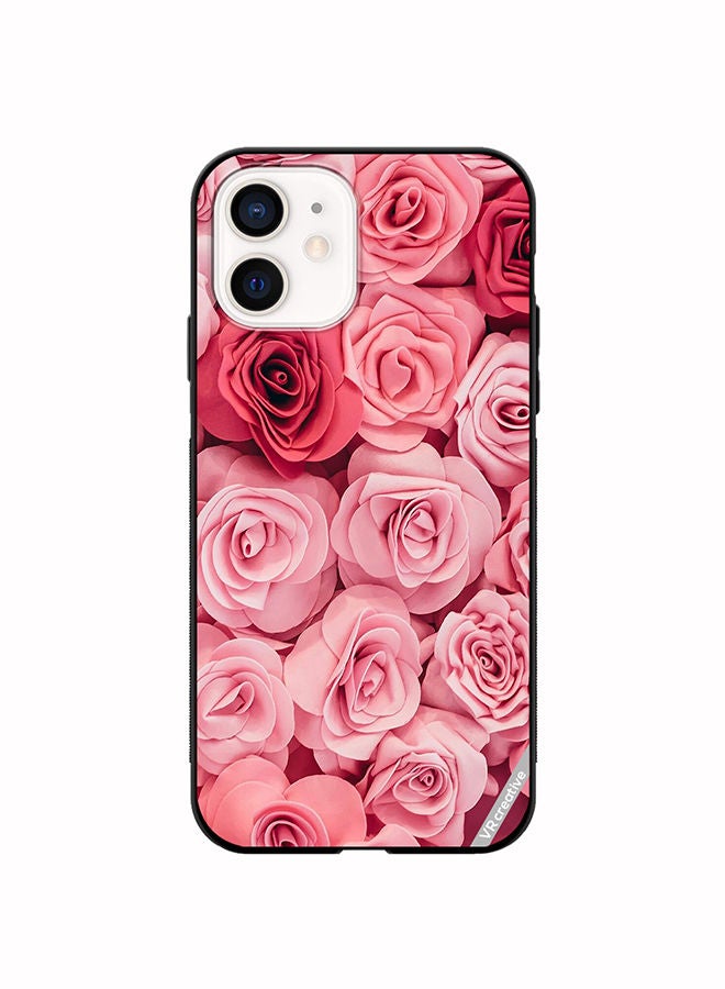 VR CREATIVE Protective Case Cover For Apple iPhone 12 mini Pink Rose Flowers Design Multicolour - Image 1