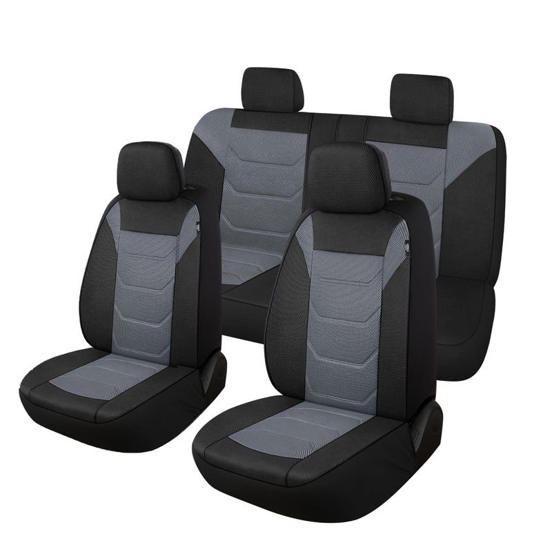 Pariiaotin 3D Air Mesh Car Seat Cover Full Sets Washable and Breathable Premium Cloth Automotive Vehicle Seat Covers for Cars Interior Universal Fit for Most Cars Sedan Truck SUVBlackGray - Image 3