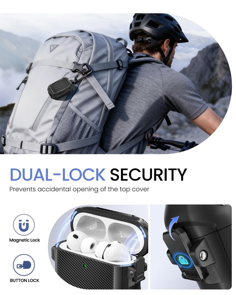 MOBOSI for AirPods Pro 3 Case, Compatible with AirPod 3rd Generation Cover [Compatible with MagSafe] with Lock&Keychain&Cleaner Kit, Full Body Shockproof Protective Hard Shell (2025), Black - Image 5