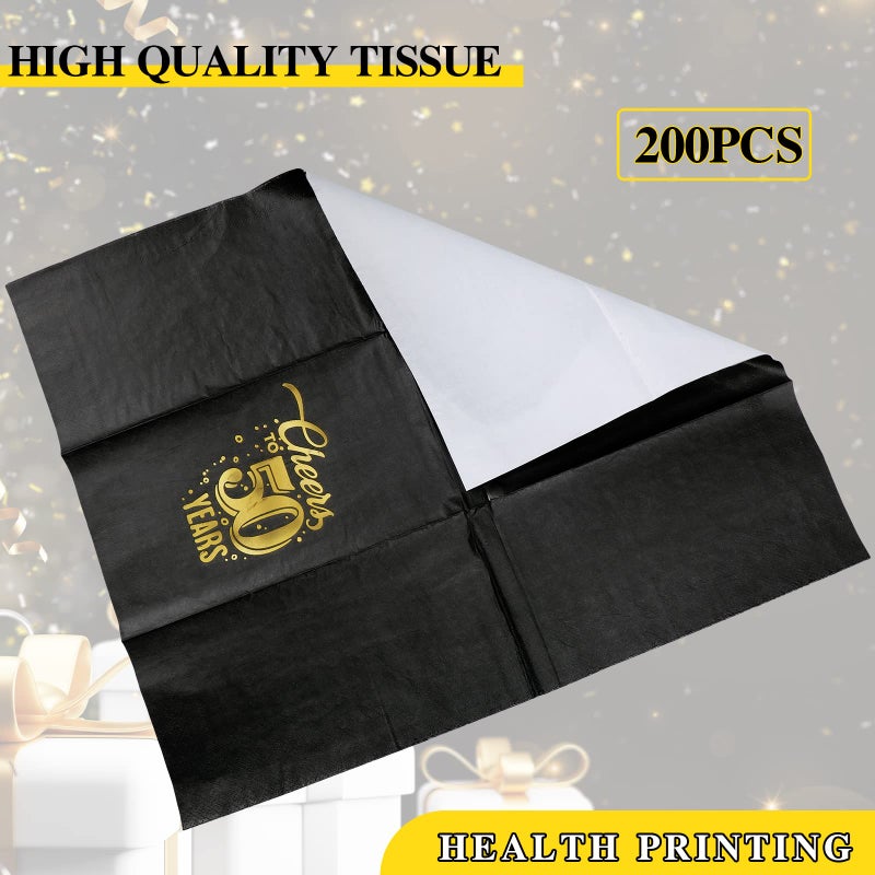 Geyee 200 Pcs 50th/60th/70th Birthday Napkins Cheer to 50/60/70 Years Disposable Black and Gold Dinner Party Napkin for Men Women Anniversary Decoration(50th Birthday) - Image 4