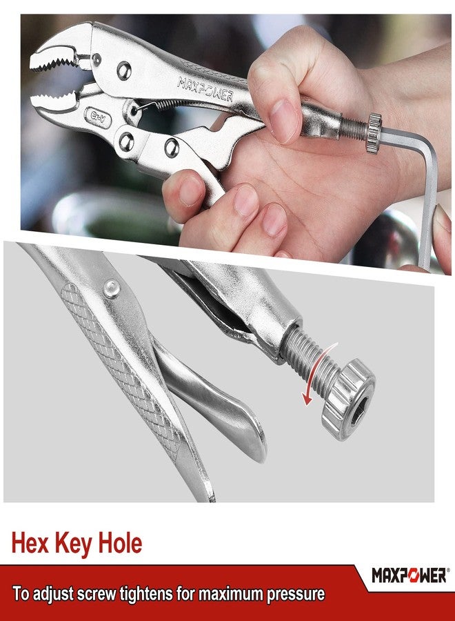 MAXPOWER 5-Piece Locking Pliers Set, Long Nose Pliers 9 Inch and 6 Inch, Curved Jaw Locking Plier 10 Inch 7 Inch and 5-Inch (Kitbag Included) - Image 4