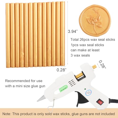 Andotopee Gold Wax Seal Sticks 26pcs, Andotopee Metallic Glue Gun Wax Seal Sticks for Wax Seal Stamp, Premium Sealing Wax for Envelope Letter Seal Wedding Invation Craft Adhesive, Great Gift Ideas (Mini Size) - Image 4