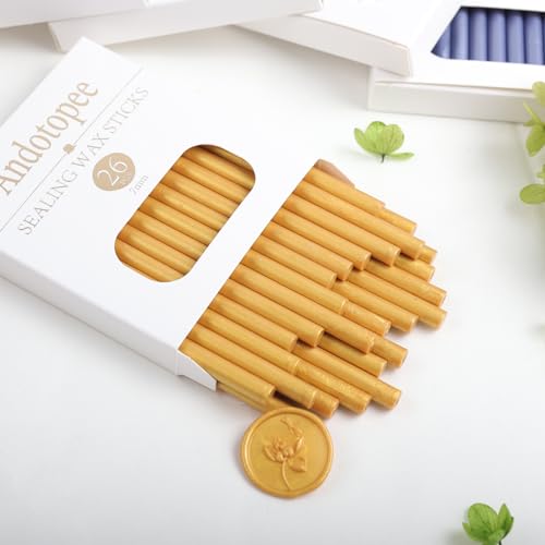 Andotopee Gold Wax Seal Sticks 26pcs, Andotopee Metallic Glue Gun Wax Seal Sticks for Wax Seal Stamp, Premium Sealing Wax for Envelope Letter Seal Wedding Invation Craft Adhesive, Great Gift Ideas (Mini Size) - Image 3