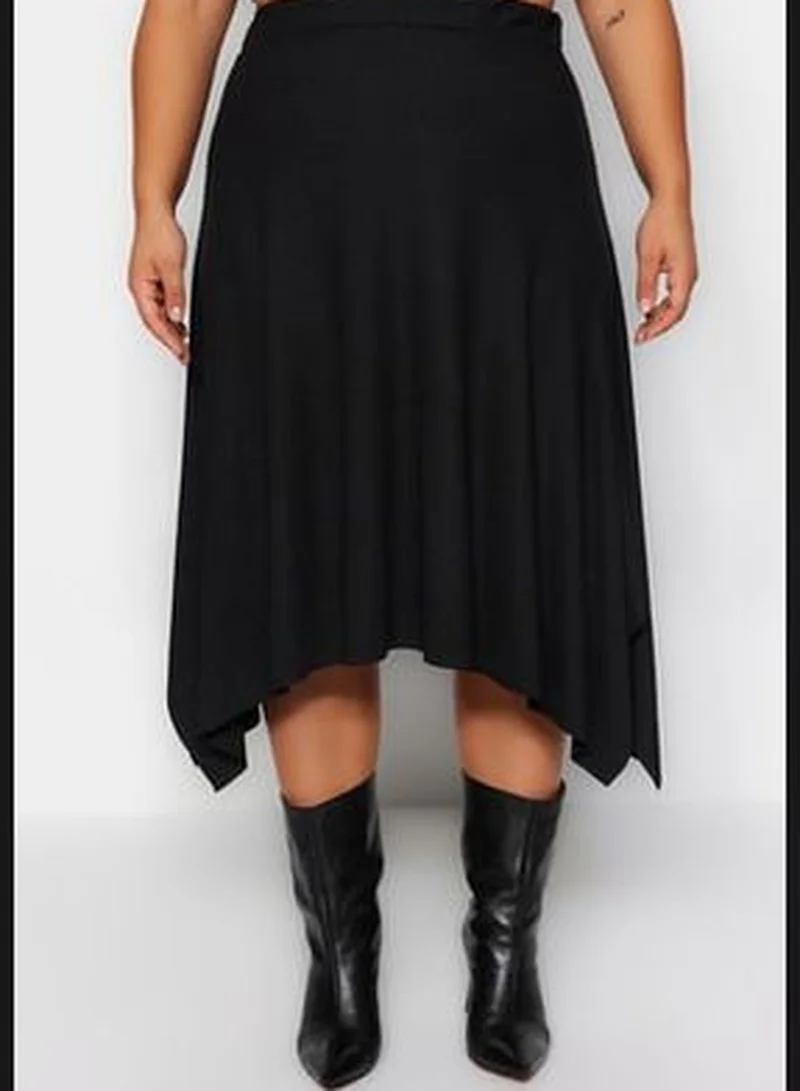 trendyol Black Asymmetrical Knitted Skirt TBBSS22ET0253