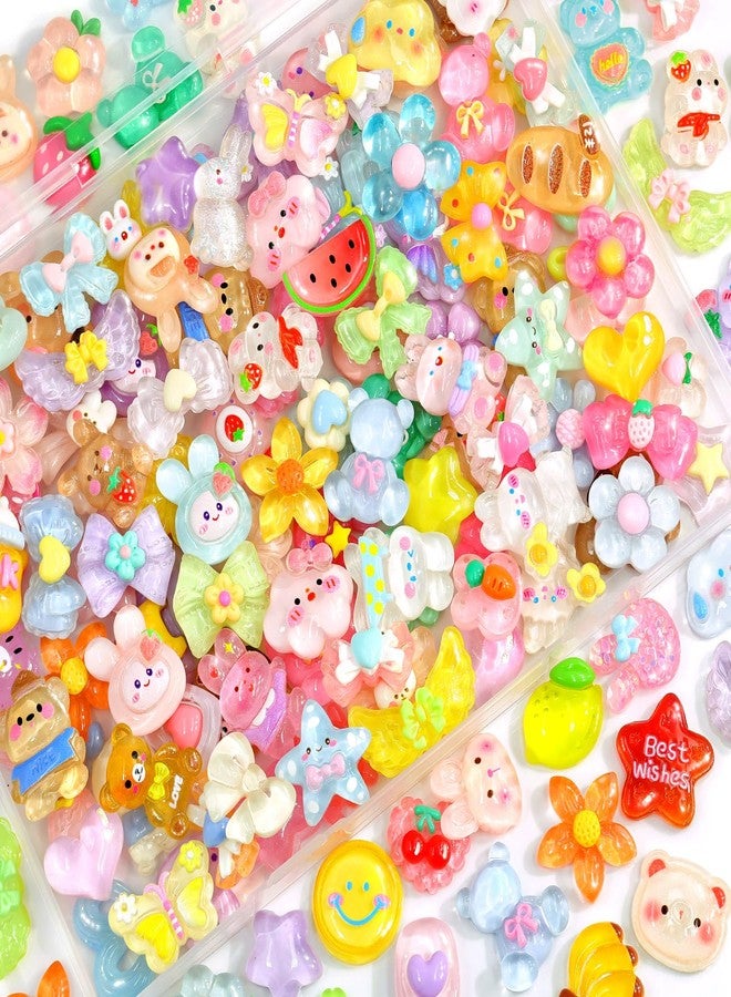 TINKRSTUFF 100PCS Rose Pink Slime Charms Cute Jelly Flatback Resin Charms For Slime, Random Kawaii Decoden Charm for Embellishments Phone Junk Case Charm Bulk, Scrapbooking Crafting & DIY Decor - Image 1