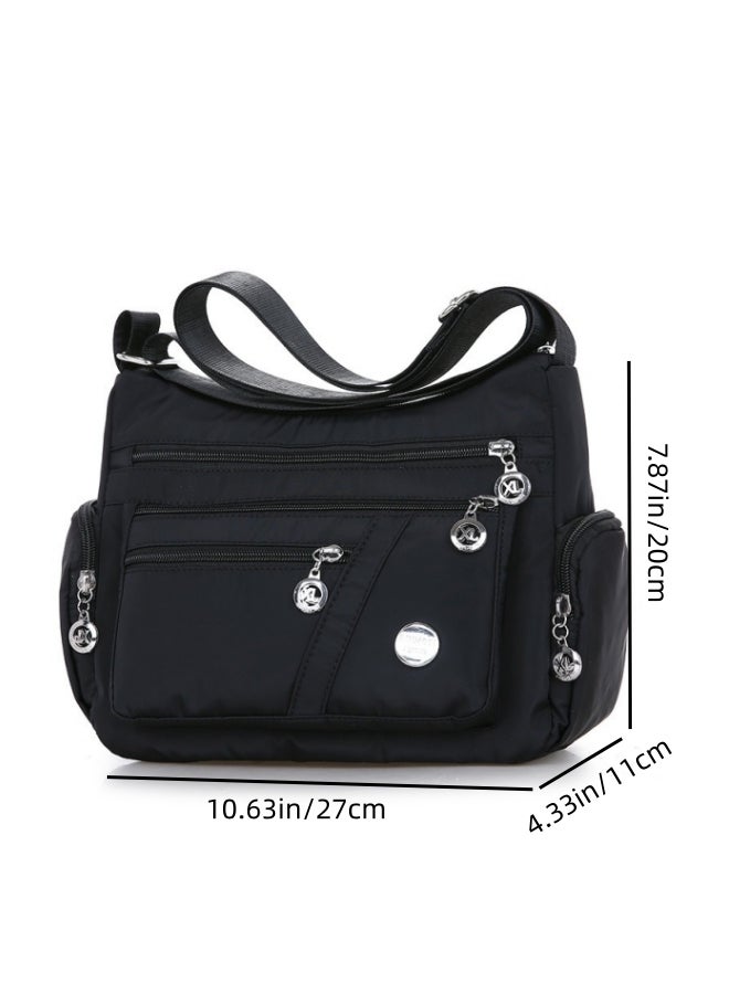 Women's Multi-pocket Classified Storage Shoulder Bag, Ladies Large-capacity Crossbody Bag Sling Bag Side Bag Carry Bag, Lightweight Nylon Material Satchel Bag Phone Bag Tourist Bag Shopping Bag - Image 3