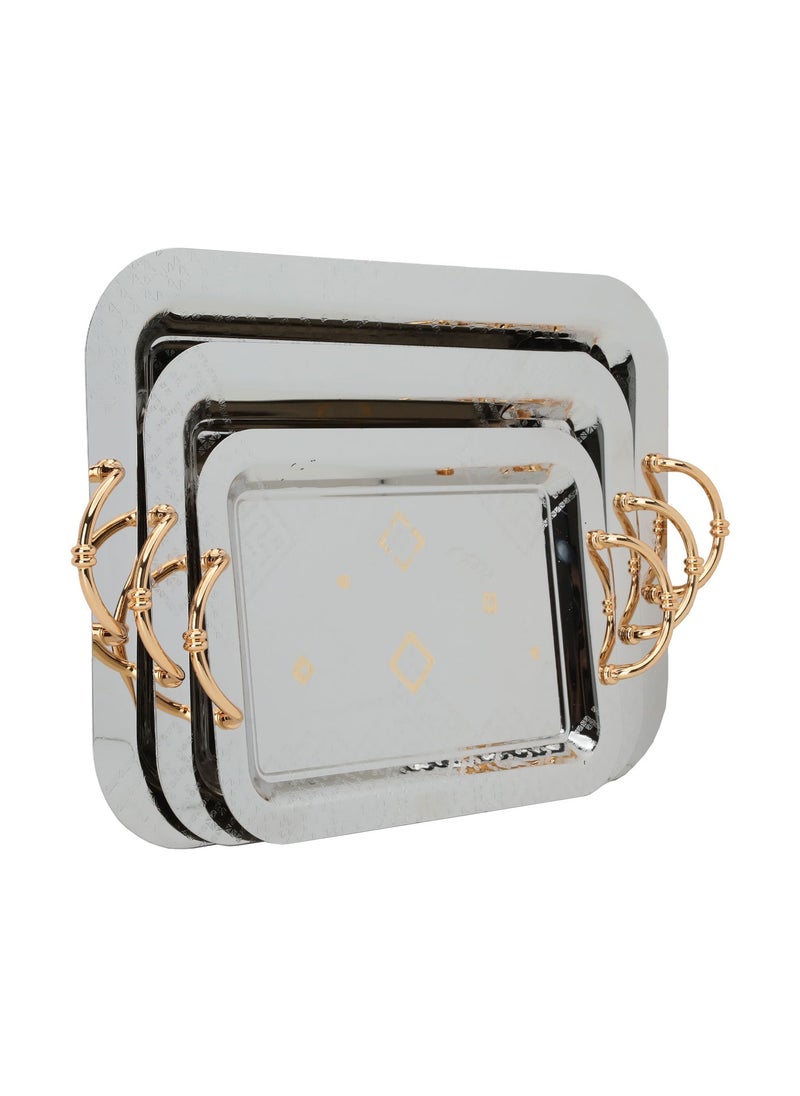 Alsaif Gallery - A Rectangular Silver Steel Tofa Set With A Gilded Handle 3 Piece - Image 1