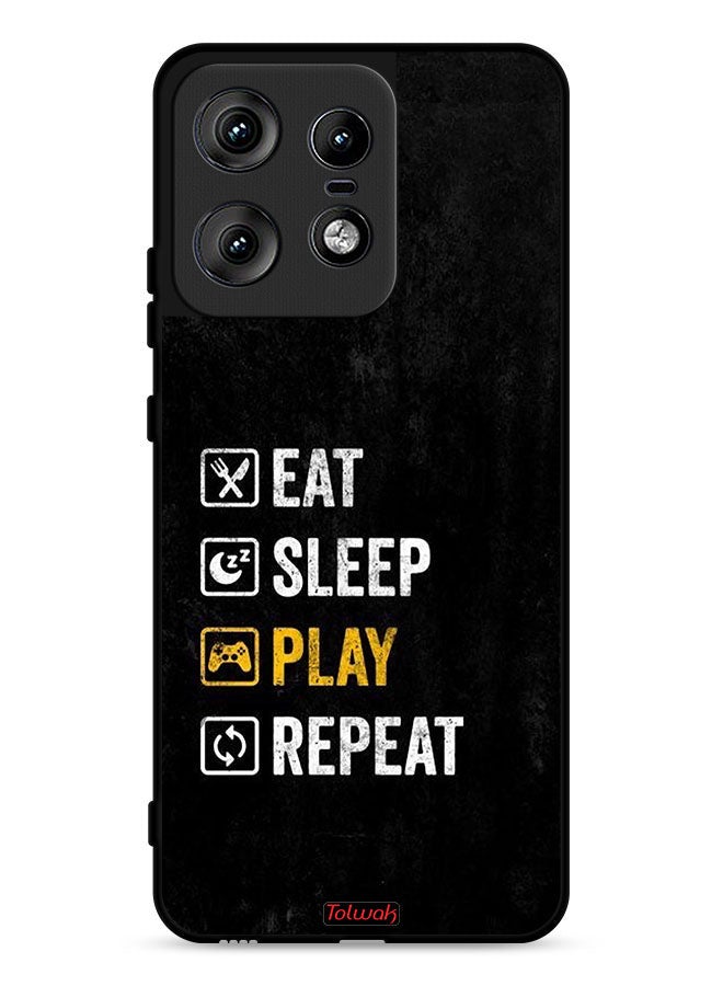 Tolwak Motorola Edge 50 Pro 5G Protective Case Cover Eat Sleep Play Repeat - Image 1