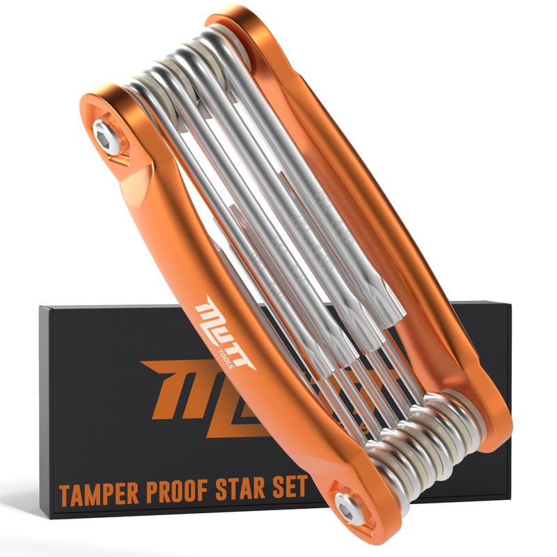 AMERICAN MUTT TOOLS Mutt Tools Tamper Proof Star Wrench Set â€“ Folding Security Torx Set with Hole in Middle â€“ For Regular and Security Torx Key Screws, Tamper Resistant Star Key Wrench - Image 1