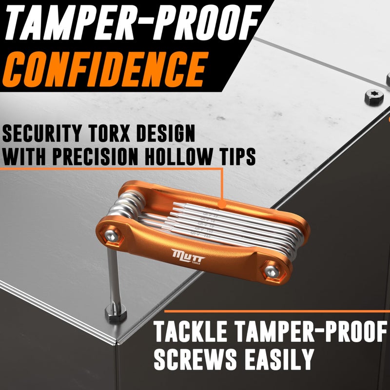 AMERICAN MUTT TOOLS Mutt Tools Tamper Proof Star Wrench Set â€“ Folding Security Torx Set with Hole in Middle â€“ For Regular and Security Torx Key Screws, Tamper Resistant Star Key Wrench - Image 3