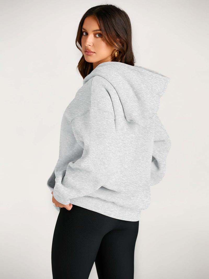 EFAN Women's Oversized Fleece Hoodie, Cozy Plush Pullover Sweatshirt with Pocket Grey 2XL - Image 4
